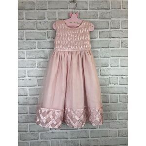 Cinderella Pink Ribbon Pearl Beaded Little Girls Dress Formal
